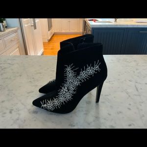 Black Suede Ava and Aiden Boots with crystals